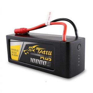 TATTU PLUS 10000mAh 6S 25C 22.2VLipoスマートリポバッテリー 農薬散布ドローン プラグ付き - XT90S