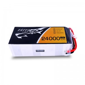 Tattu 6S1P 24000mAh 15C 22.2V リポバッテリー G-TECH版 大型マルチコプター産業/農業ドローン用 プラグ付き 産業用バーション 受注生産品 - XT90S