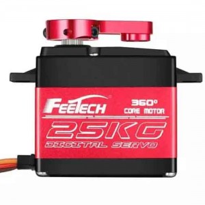 FEETECH FT6325M スチールギア 7.4V 25kg/cm トルクデジタル防水サーボ0-360度回転 ロボット/RCカー/戦車用
