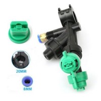 農業散布ドローン用のY型噴霧デュアルノズル  8mm 出口一つ 015ノズル（扇形）付き