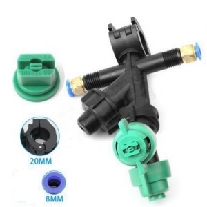 農業散布ドローン用のY型噴霧デュアルノズル  8mm 出口二つ 015ノズル（扇形）付き